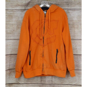Y2K ECKO UNLTD Mens Size XL Full Zip Oversized Jacket with Hood Bright Orange
